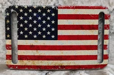 GRIP6 BELT BUCKLE - RUSTIC HERITAGE USA FLAG - THIN - 1.1 INCH WIDE