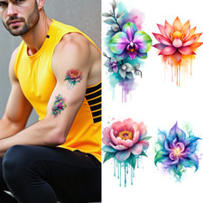 9pcs Temporary Tattoo Temporary Tattoo Stickers Butterflies Tulip Hibiscus