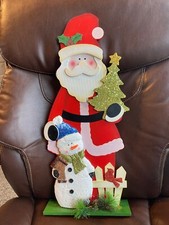 Wooden Santa  Snowman Standing Cut-out 22" Tall