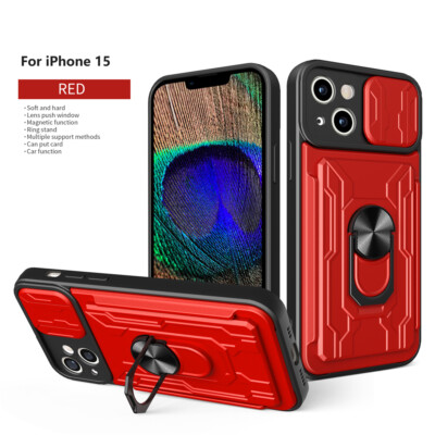 For iPhone 16 15 14 13 12 Pro Max XS SE/7/8 Plus Case Shockproof Card Slot Cover