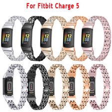 For Fitbit Charge 6 5 Replacement Rhinestones Strap Stainless Steel Watch Band