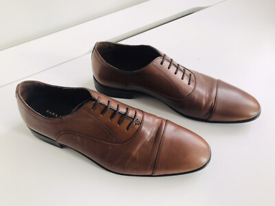 Zara Tan Brown Leather Dress Shoes Lace Up Sz 42 (US 9)
