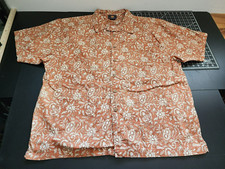Route 66 Orange floral paisley print 100 Cotton Hawaiian Shirt Men's Size XXL
