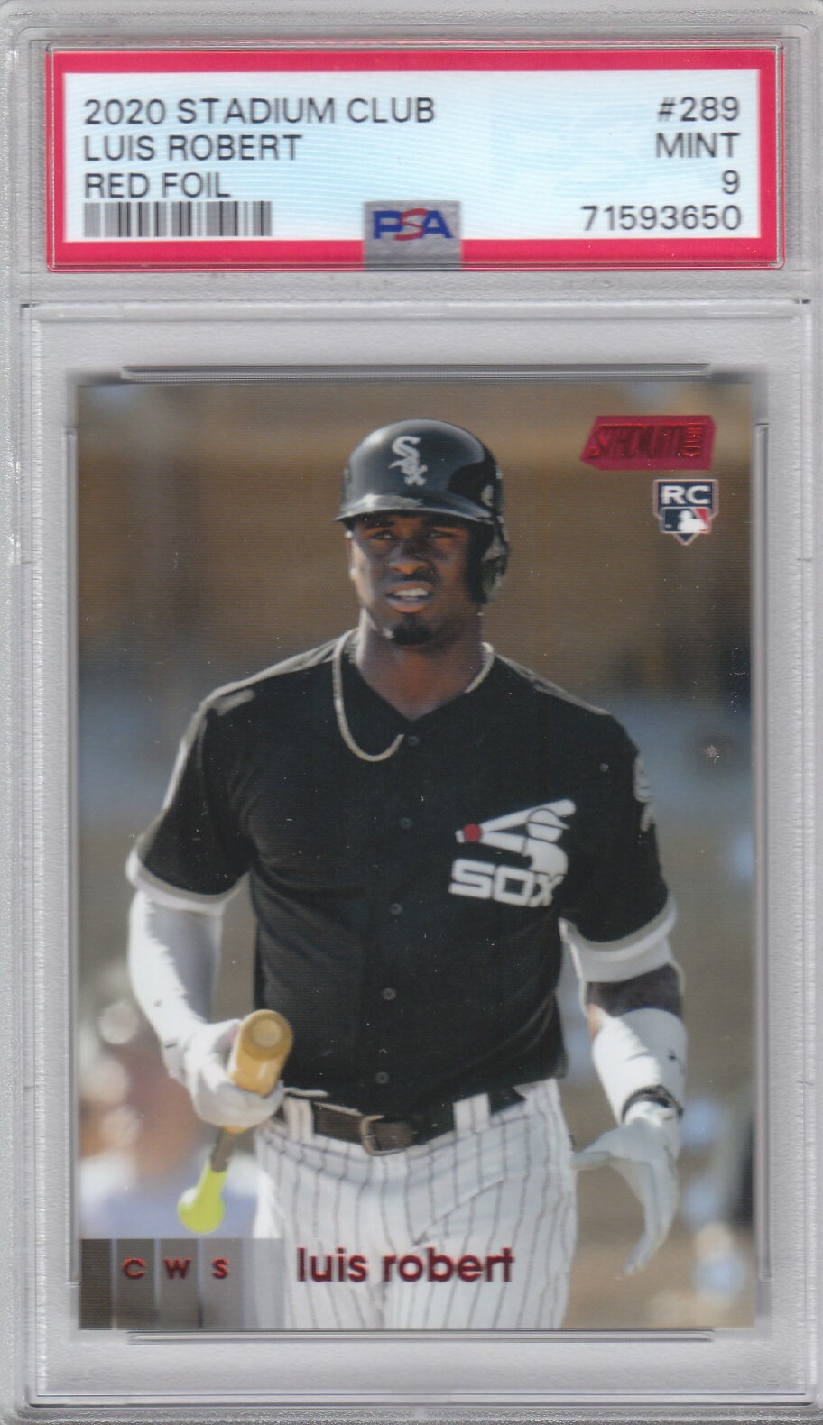 2020 Stadium Club Red Foil White Sox Luis Robert Rookie Card #289 PSA 9 (3650)