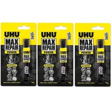 3 x UHU Max Repair Power Adhesive Transparent Glue Water Resistance- 20g Tube