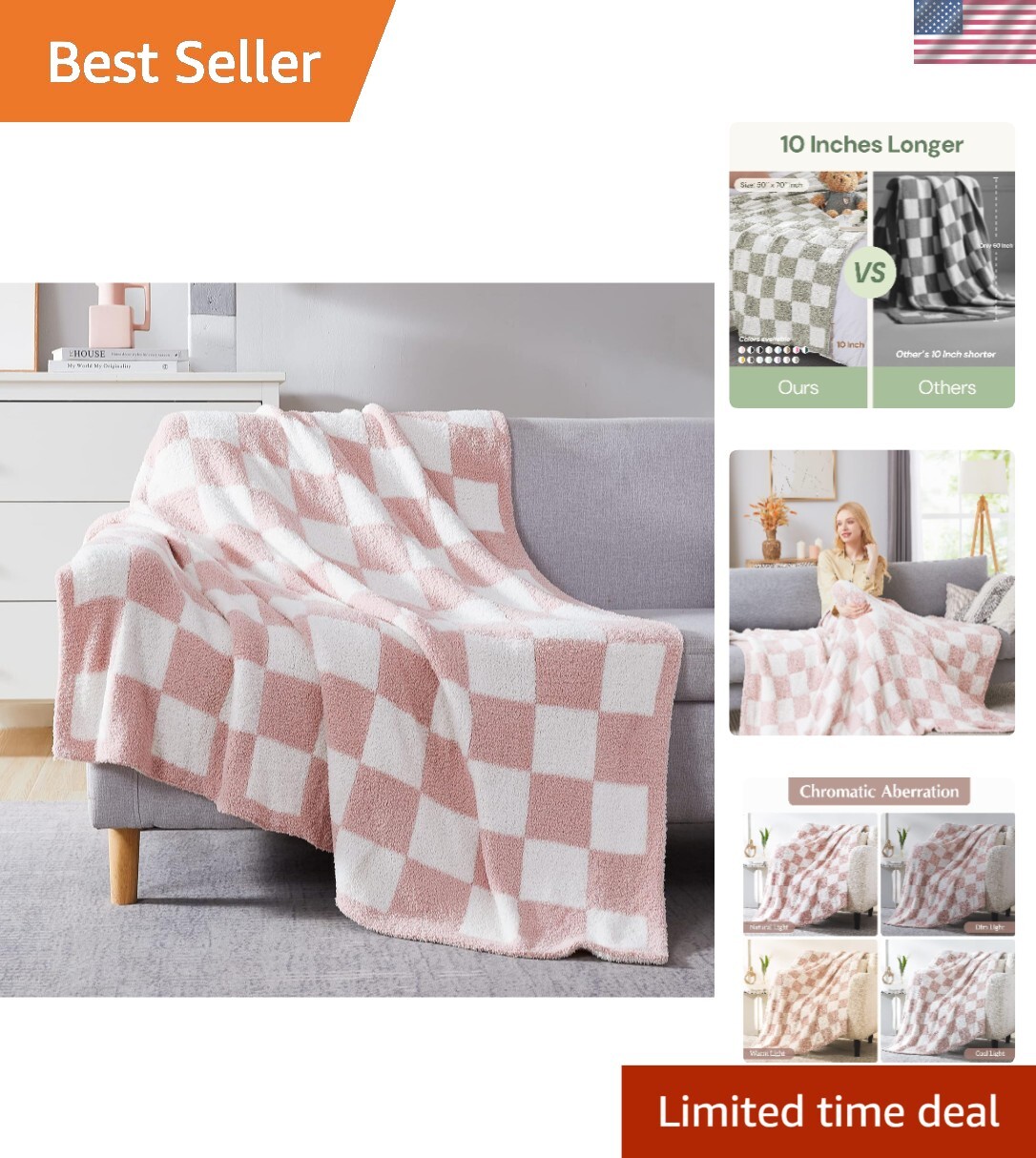 Lightweight Cozy Throw Blanket - Exquisite Checkered Design