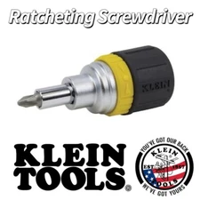 Klein Tools • 6-in-1 Ratcheting Stubby Screwdriver • Short Shank • #32593
