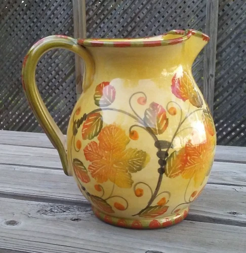 Italica ARS Pottery Hand Painted Handled Pitcher - Made in Italy