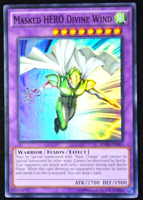 Masked HERO Divine Wind SDHS-EN043 * SUPER RARE * Yu-Gi-Oh!