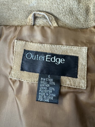 Suede Leather Tan Belted Jacket Coat Y2K Western Cowgirl Boho Hippie Rodeo Large - Picture 7 of 7