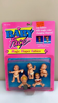 1991 NEW! Galoob Baby Face Magic Diaper Babies Color Changing Diapers No. 38010