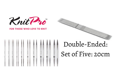 KnitPro Mindful Double Pointed Knitting Needle Set of Five 20cm Full Range Steel