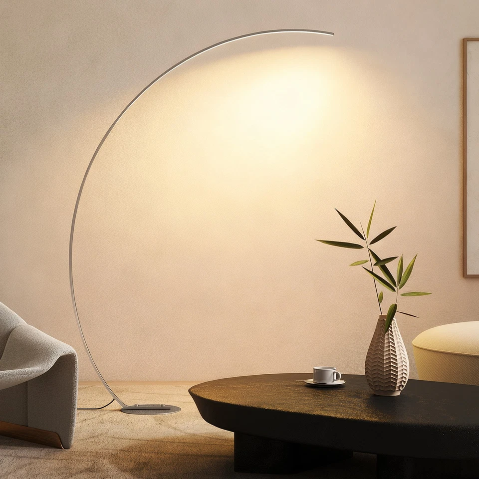 HOMCOM Lampada ad Arco Moderna Alta 172 cm Regolabile con Telecomando Argento - Immagine 3 di 4