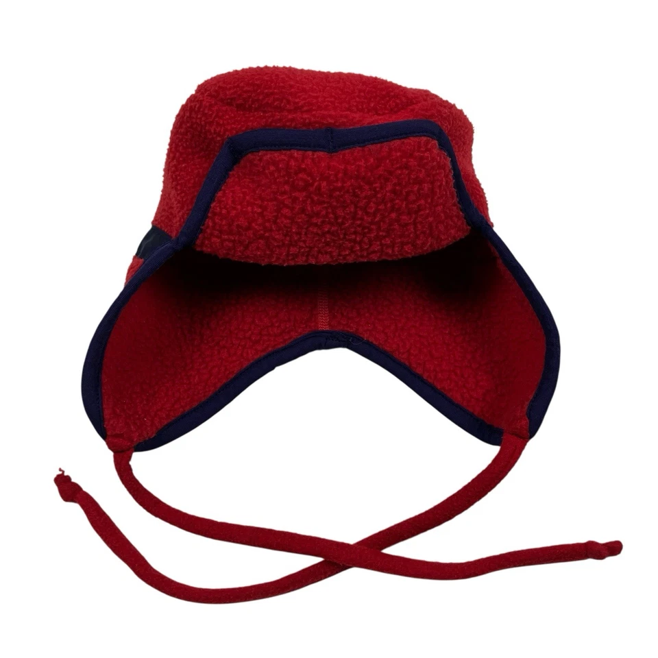 De Colección Años 90 Patagonia Rojo y Azul Polar Trampero Sombrero Logo Hecho en EE. UU. Niños Talla Única OS Foto 3 de 4