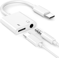 Headphone Adapter for iPhone 16 15, MFi Certified USB Type C to White-USB C