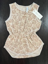 Rylee & Cru Baby Girls NWT 6-12 months Beige flower Terry cloth cinch romper