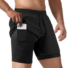 Men's 2 in 1 Running Shorts Workout Athletic Shorts Outdoor Sports with Liner...
