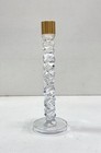 Orrefors Candle Holder Single Faceted Crystal Brass Modern Swedish Glass — photo 1