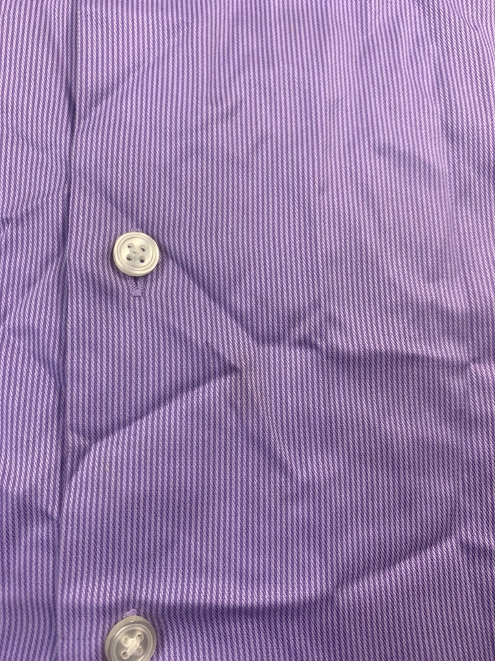 Camisa Ike Behar Para Hombre 15.5-33 Rayas Manga Larga Abotonada Púrpura Foto 4 de 4