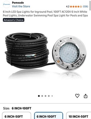 Pomeade 6in LED Swimming Pool & Spa Light 120V White w/ 100ft Cord