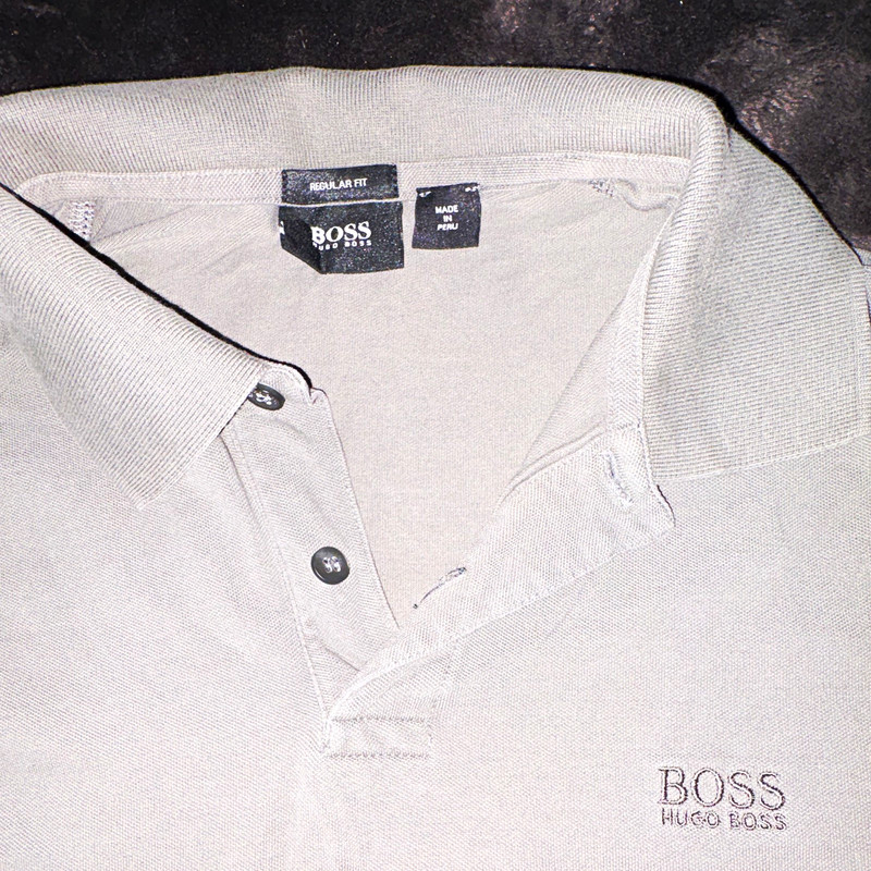 BOSS Hugo Boss Men's L Gray Solid Short Sleeve Polo Shirt Regular Fit