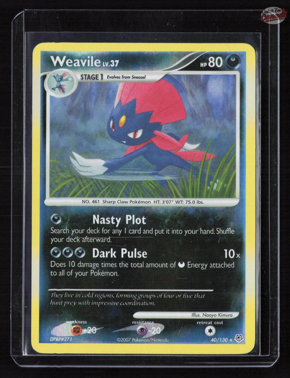 Weavile Diamond & Pearl Base Set 40/130 Reverse Holo - LP