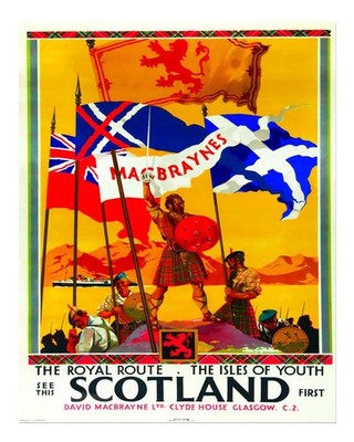 Vintage-Schottland-Reiseplakat Wandkunst Schottische Highlands Schotti