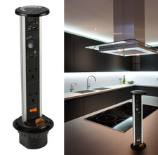 Knightsbridge IP54 13A 2G Pop Up Socket with Bluetooth Speaker & USB Charger