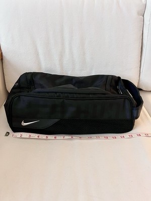 Nike Black Men s Shoe / Small Gym Duffel Bag with Mesh Panels with White Swoosh