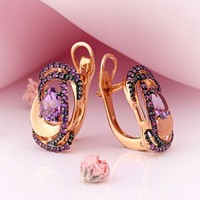 Rose Gold Rotgold 585/14Kt Ohrringe Mit Amethyst Und Cz Neu