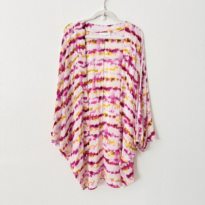 Anthropologie Tie Dye Kimono One Size Summer Beach Swim Cover Up Boho Hippie