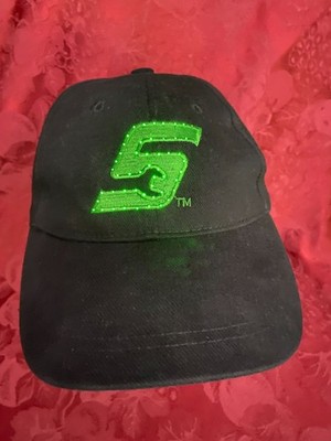 Snap-On Black Baseball Cap Adjustable Fit W/ Blinking Green Light-Up Logo