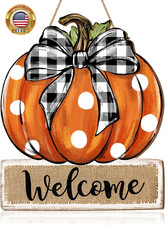 Fall Pumpkin Welcome Door Sign, Wooden Rustic Pumpkin Thanksgiving Decorations H