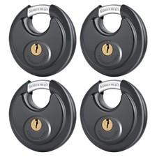 4 Pack Black Keyed Padlocks, 3/8" Shackle Stainless Steel Disc Locks for Outdoor