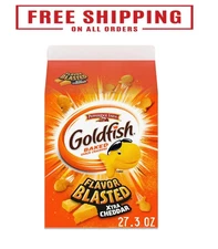 Goldfish Flavor Blasted Xtra Cheddar Cheese Crackers, 27.3 oz Carton NEW
