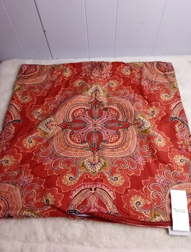 Lot Of 2 Pottery Barn Mira Paisley Pillow Cover Linen Blend Square 24" x 24" Red - Picture 7 of 10