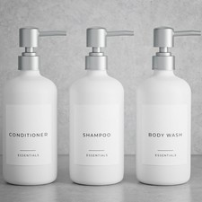 Stylish Shampoo and Conditioner Dispenser Set of 3 - Modern 21oz Shower Soap ...