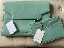PAUL SMITH Aqua Green 100% Leather Folio, Inner Purse, A4/iPad/Laptop. Tags. VGC