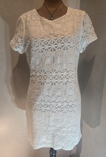 Lulus Dress Womens Size M White Lace Short Sleeve Mini Cocktail 