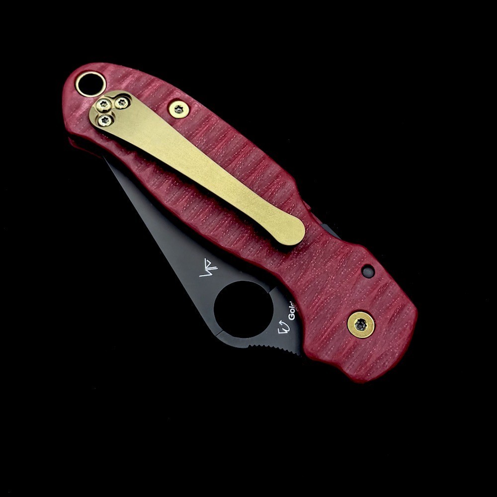 Spyderco Para 3 C223GPBK - S45vn - Red G10 Anso Bronze Titanium