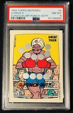 1989 TOPPS Nintendo Scratch-Off Game Punch Out!! Great Tiger #4 PSA 8 🥊