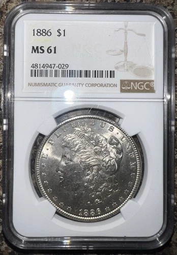 1886-P $1 Morgan Dollar NGC Cert MS61 - Beautiful Luster!