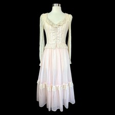 Gunne Sax by Jessica Dress Blush Pink Womens S 70s Prairie Boho Vintage RARE