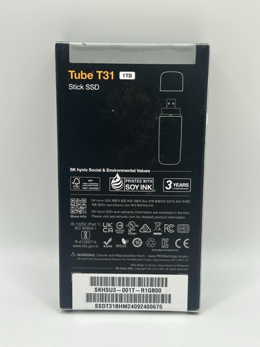 SK hynix Tube T31 1TB Stick Type SSD with DRAM | up to 1000MB/s | 10 Gbps | USB- - Afbeelding 3 van 3
