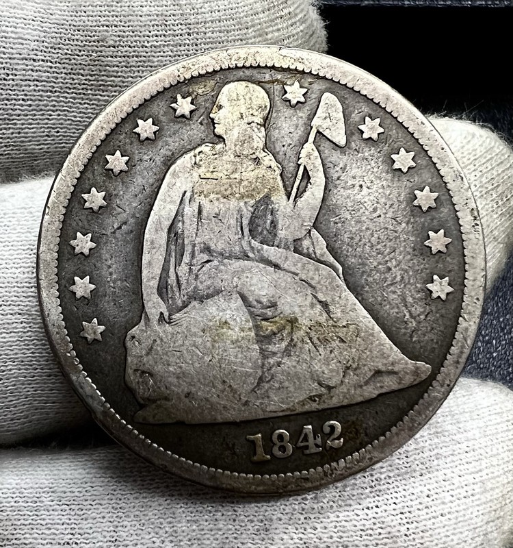 1842 Seated Liberty Dollar Rare US Type  Silver Coin