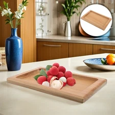 Wooden Rectangular Snack Tray - Charcuterie Platter for Coffee Table - Steak