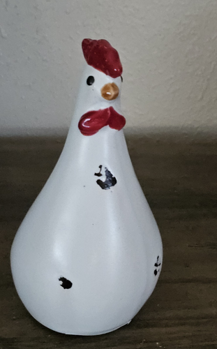 Hen Design ceramic white red Country Style Decor Farmhouse Shabby Distressed 6" - Picture 5 of 16