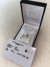 9K Russian Diopside Yellow Gold Earrings Unused, Sealed and Boxed