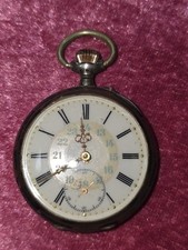 TASCHENUHR FREYA-REMONTOIR-CYLINDRE 10RUBIS- 800 SILBER-läuft gut-