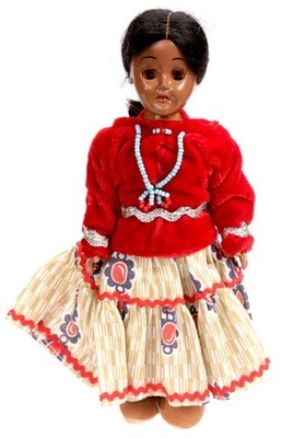Vintage Indianer Navajo Schlafaugen Puppe Frau Samen Perlen Halskette Gallup